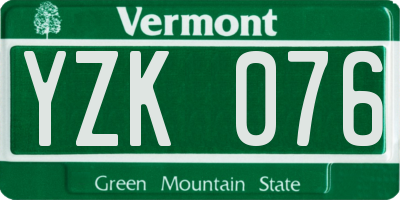 VT license plate YZK076