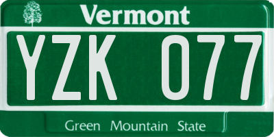VT license plate YZK077