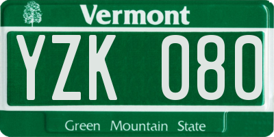 VT license plate YZK080