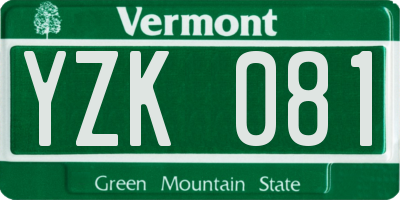 VT license plate YZK081