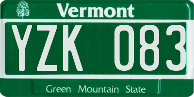 VT license plate YZK083