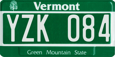 VT license plate YZK084
