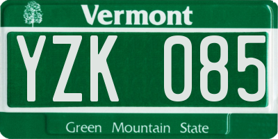 VT license plate YZK085