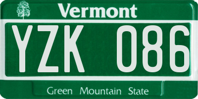 VT license plate YZK086