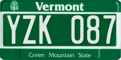 VT license plate YZK087