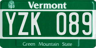 VT license plate YZK089