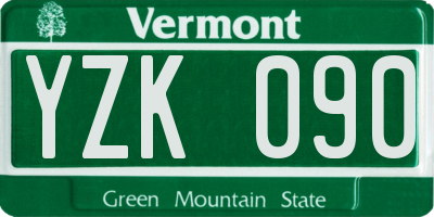 VT license plate YZK090