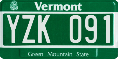 VT license plate YZK091