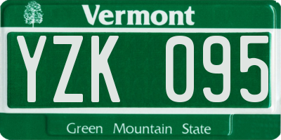 VT license plate YZK095