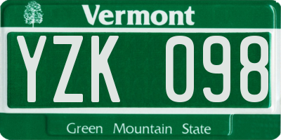 VT license plate YZK098