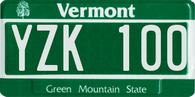 VT license plate YZK100