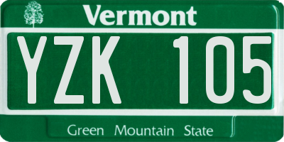 VT license plate YZK105