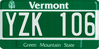 VT license plate YZK106