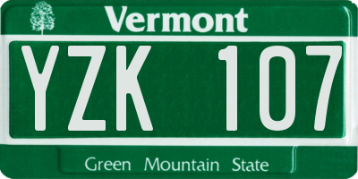 VT license plate YZK107