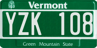 VT license plate YZK108