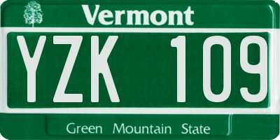 VT license plate YZK109