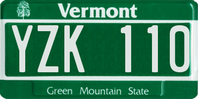VT license plate YZK110