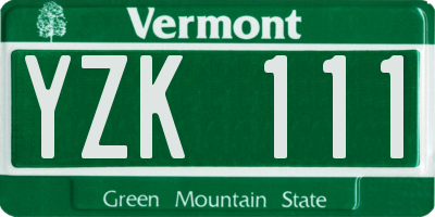 VT license plate YZK111