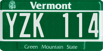 VT license plate YZK114