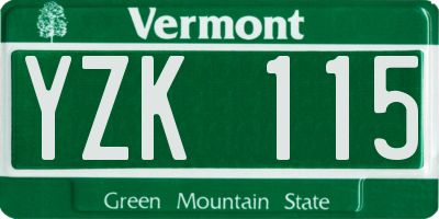 VT license plate YZK115