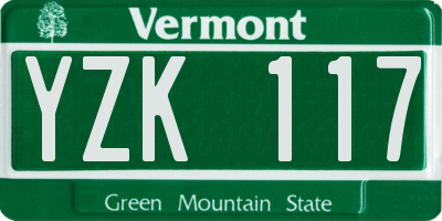 VT license plate YZK117