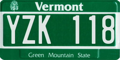 VT license plate YZK118