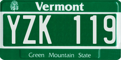 VT license plate YZK119