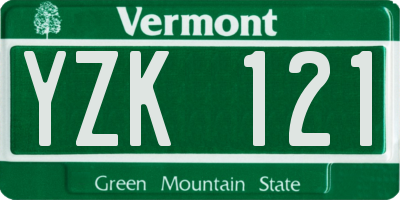 VT license plate YZK121