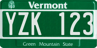 VT license plate YZK123