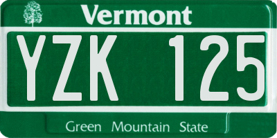 VT license plate YZK125