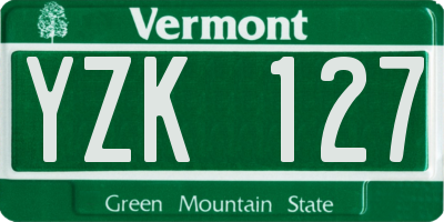 VT license plate YZK127