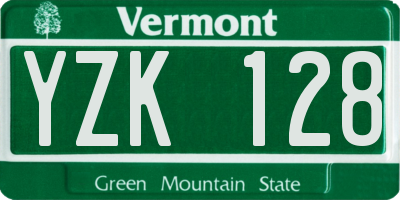 VT license plate YZK128