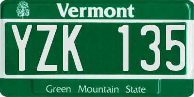 VT license plate YZK135