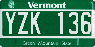 VT license plate YZK136