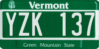 VT license plate YZK137