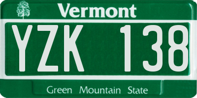 VT license plate YZK138