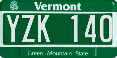 VT license plate YZK140