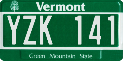 VT license plate YZK141