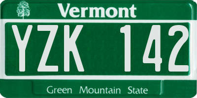 VT license plate YZK142