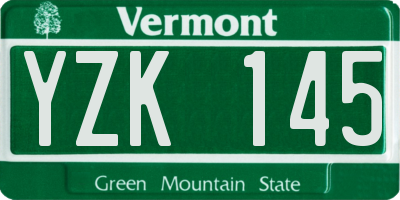 VT license plate YZK145