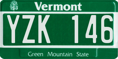 VT license plate YZK146