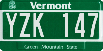 VT license plate YZK147