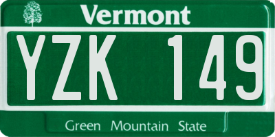 VT license plate YZK149