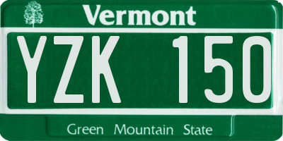 VT license plate YZK150
