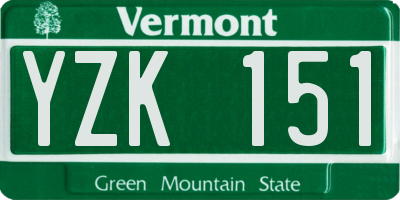VT license plate YZK151