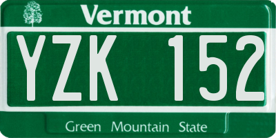 VT license plate YZK152