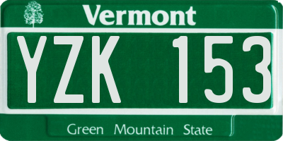 VT license plate YZK153