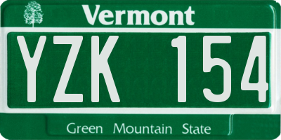 VT license plate YZK154