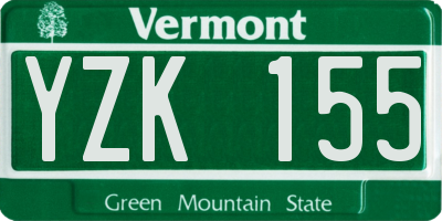VT license plate YZK155