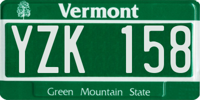 VT license plate YZK158